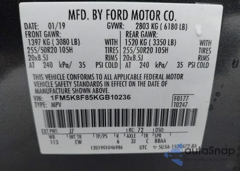 2019 Ford Explorer Limited from USA, damaged, VIN 1FM5K8F85KGB10236